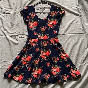 A Navy Blue Floral Dress